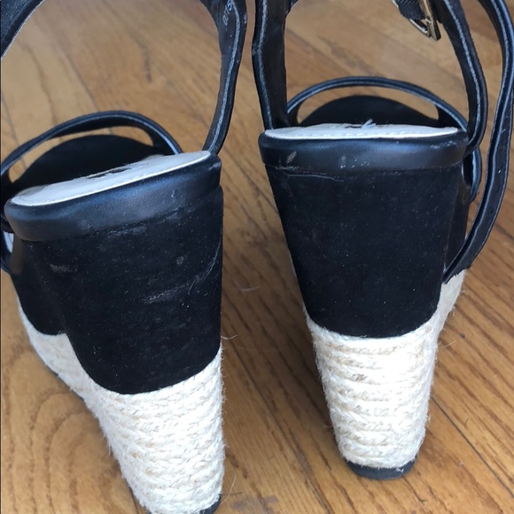 Black suede straw wedges - Picture 3 of 5
